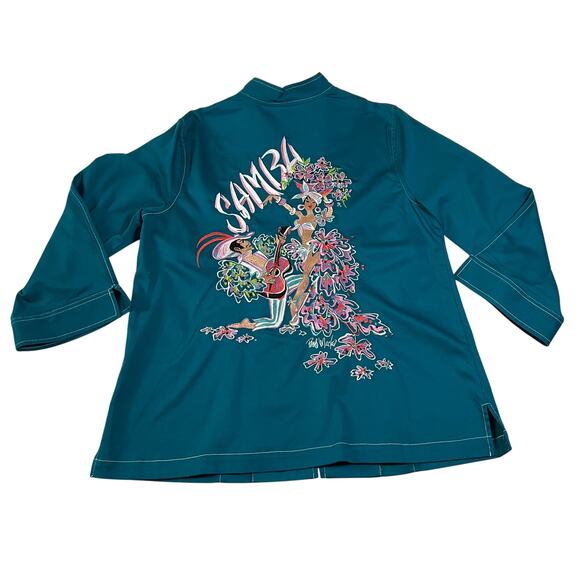 Bob Mackie Embroidered SAMBA Dance Full Zip Jacket Size Medium Art Multicolor - Picture 2 of 9